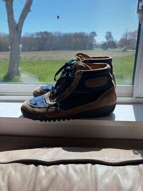 Vintage Vasque Skywalk Hiking Boots Made in Italy Blue Brown Men's Size 11 M